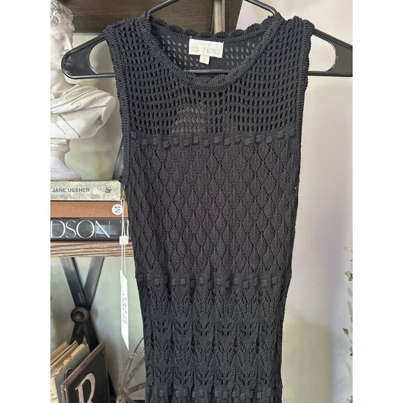 TORN BY RONNY KOBO Ryan Knit Fringe Midi Dress Black Womens Size Small - Picture 5 of 13